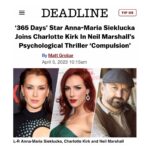 Charlotte Kirk Instagram - You know how much I love a good thriller 🔪 I am so excited to announce my next film compulsion. @neilmarshall_director @anna_maria.sieklucka @mcgowanzach . . . . #charlottekirk #charlottekirkofficial #thriller #eroticthriller #annamariasieklucka #film #filmlover #triller #behindthescenes #movie #movielovers #action #hollywood #hollywoodnews #worldpress #press #holidaypress #news #hollywoodnews #movoegoers #sexythriller #365days