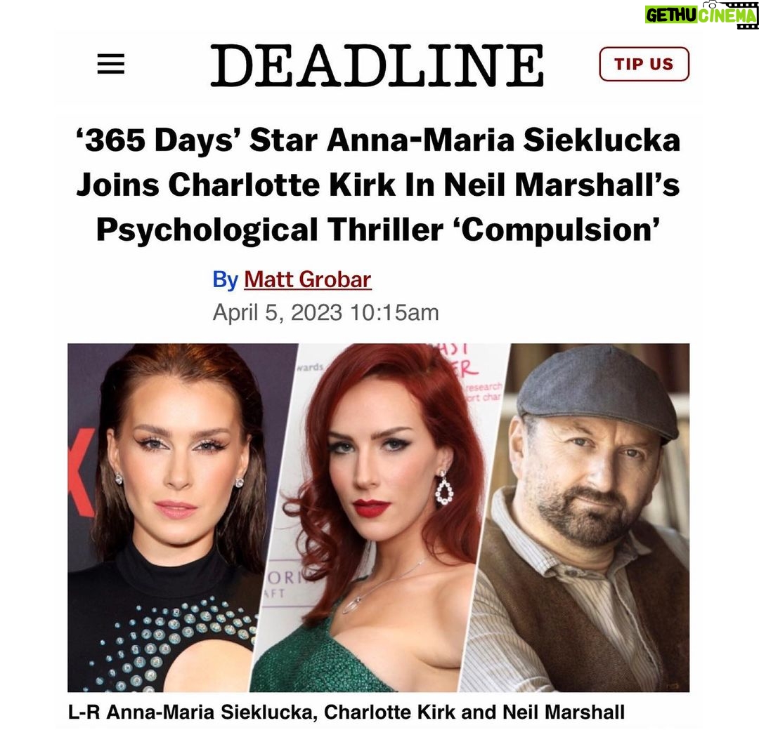 Charlotte Kirk Instagram - You know how much I love a good thriller 🔪 I am so excited to announce my next film compulsion. @neilmarshall_director @anna_maria.sieklucka @mcgowanzach . . . . #charlottekirk #charlottekirkofficial #thriller #eroticthriller #annamariasieklucka #film #filmlover #triller #behindthescenes #movie #movielovers #action #hollywood #hollywoodnews #worldpress #press #holidaypress #news #hollywoodnews #movoegoers #sexythriller #365days