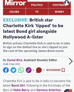 Charlotte Kirk Instagram - You know what they say about rumours…. . . . . . . #bondgirl #newbond #jamesbond #jamesbond007 #charlottekirk #charlottekirkofficial #actress #swimsuit #poolshot #swimsuit #britishaccent #bondmovie #actress #behindthescenes #love #greatful
