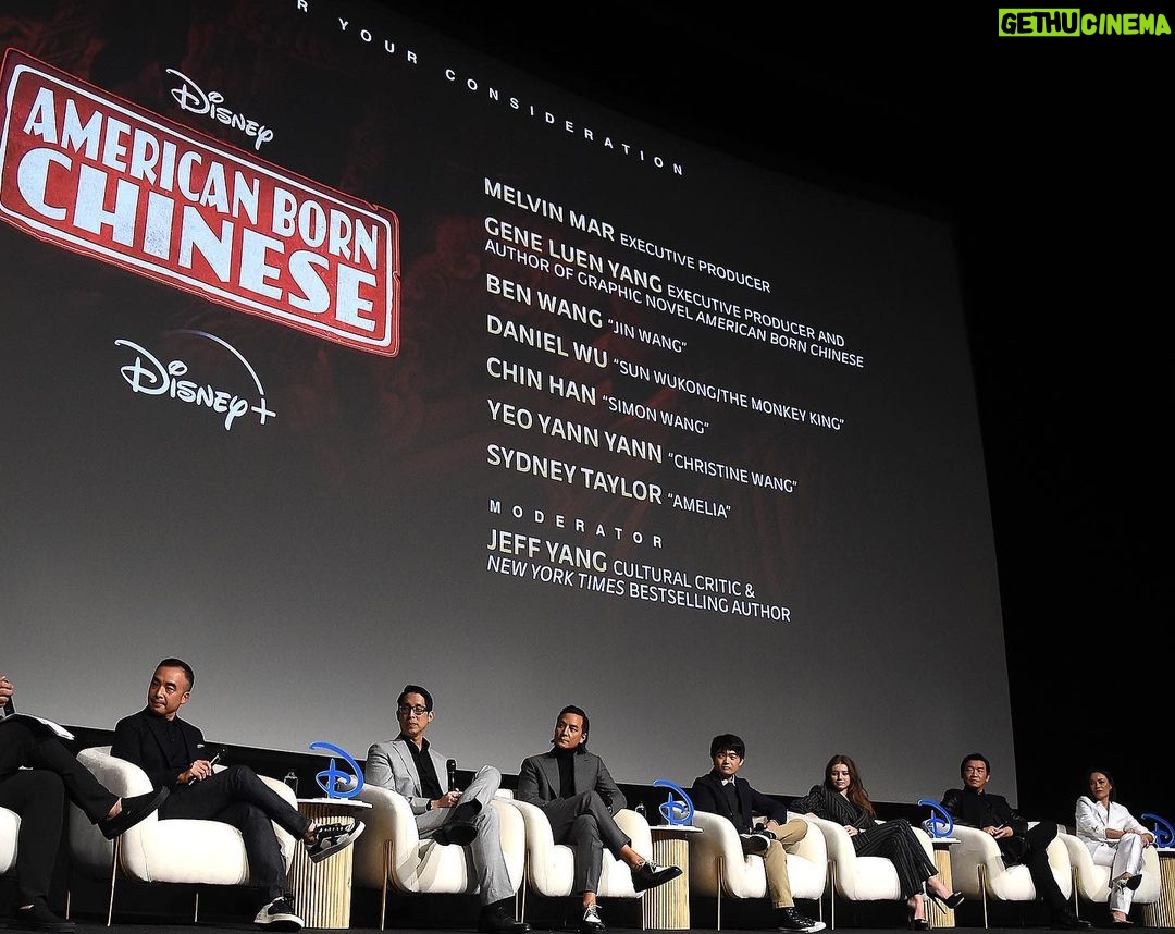 Chin Han Instagram - We are the yin to each other’s yang #harmony #thewangs #americanbornchinese #fyc DGA - Directors Guild of America