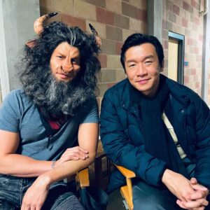 Chin Han Instagram - #tbt With the fierce and fantastic #LeonardWu as Bull Demon in #americanbornchinese discussing whether to get a nose ring #niumowang #simonwang #bullrun #disneyplus