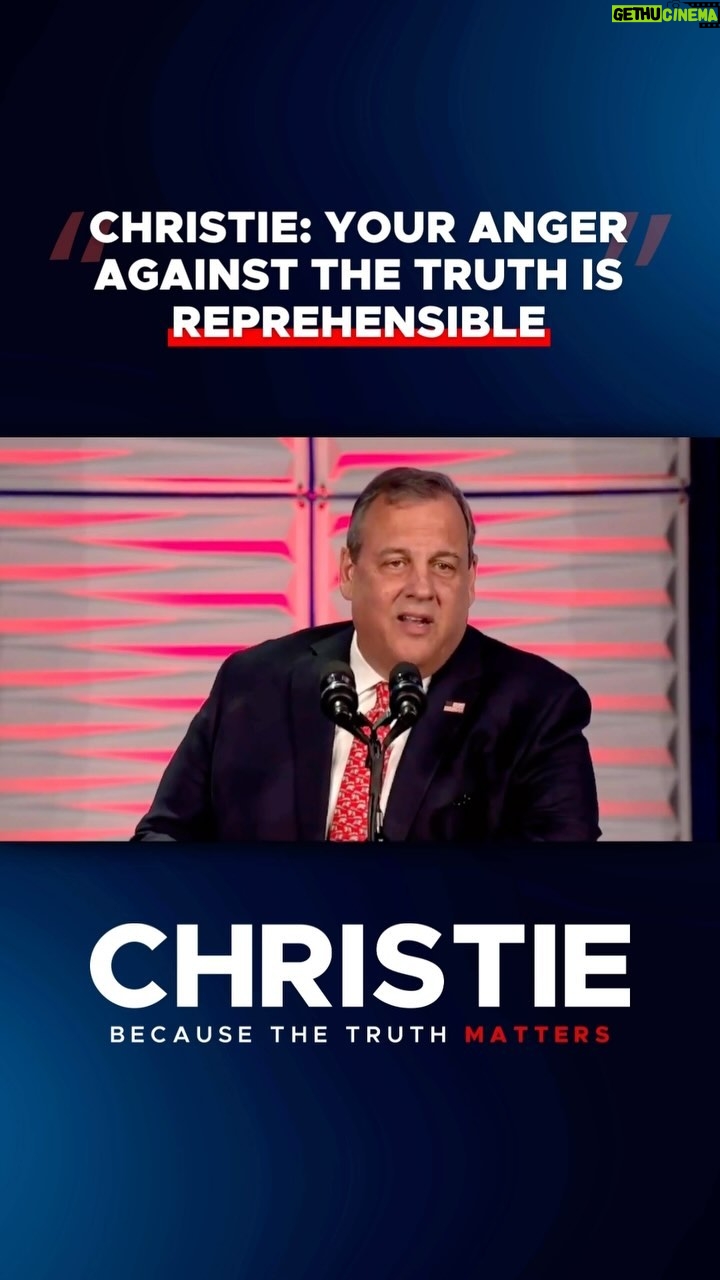 Chris Christie Instagram - To my friends in the Republican Party who don’t want to hear the truth, your anger against the truth is reprehensible. I’ll never stop telling it like it is. Chip in here: https://secure.winred.com/chris-christie-for-president/donate-debate-80k-1103-sm-1104