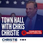 Chris Christie Instagram - TONIGHT: We’re back in South Carolina for a town hall. Don’t miss out on the fun. If you’re in Charleston, come join us: https://bit.ly/45DR4oY Or tune in live at 6:00 PM ET.