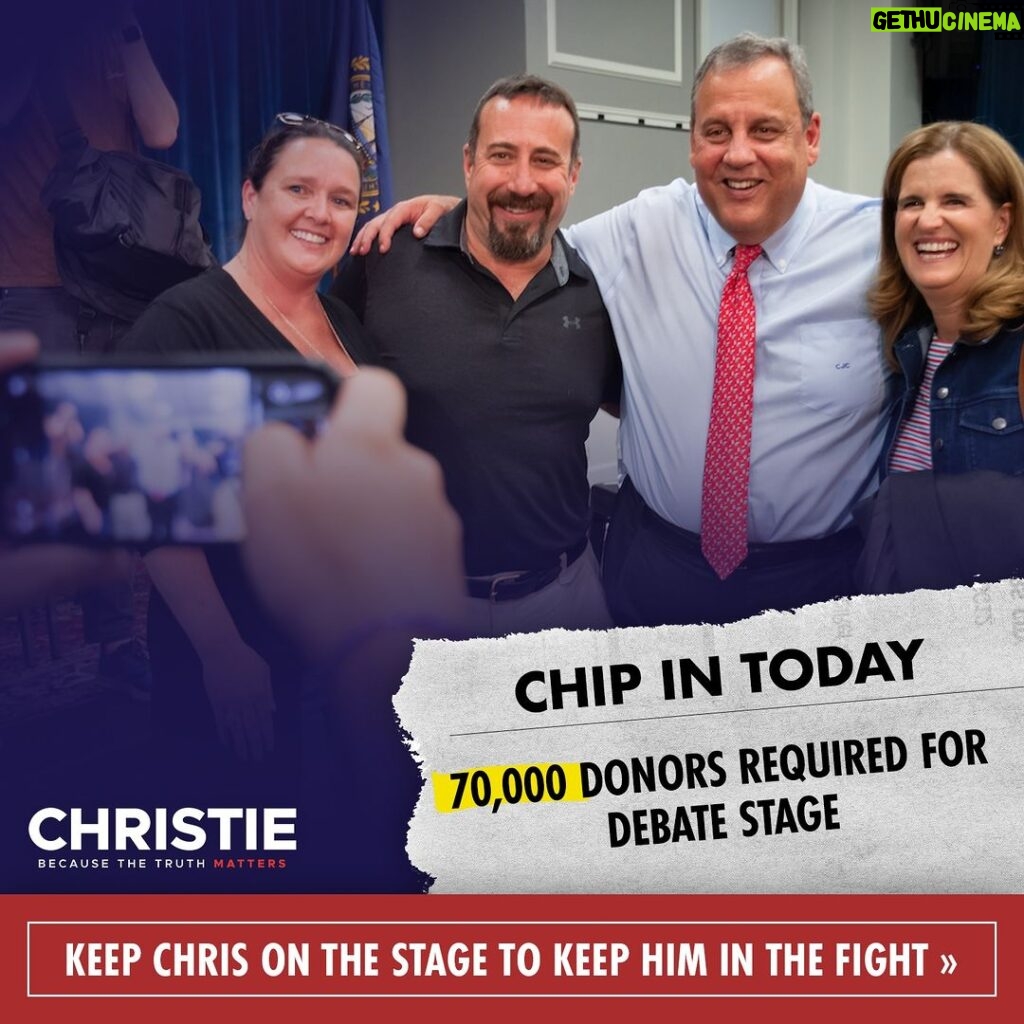 Chris Christie Instagram - The third debate will officially be on Nov. 8, hosted by NBC News. We need 70,000 donors to secure our spot. If you haven’t donated yet, join us today with just $1 to ensure I’m on the stage to keep taking this fight to Donald Trump. Donate here: https://secure.winred.com/chris-christie-for-president/donate-debate-70k-1016v2