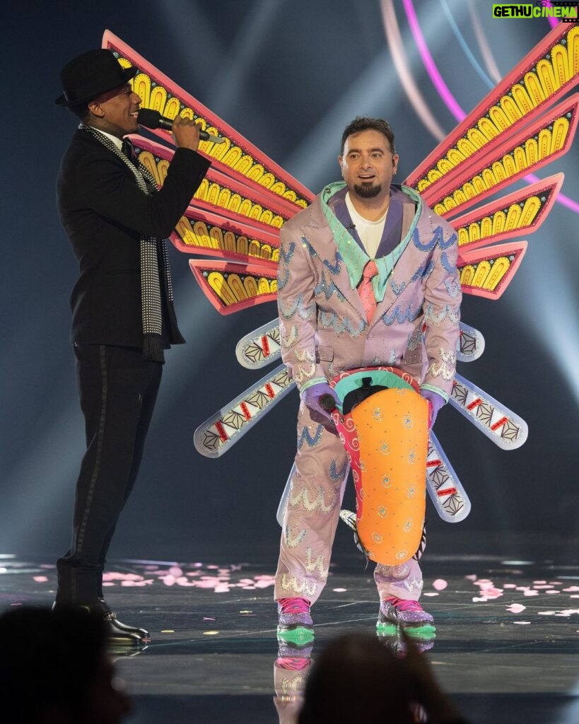 Chris Kirkpatrick Instagram - That face you make when you get unmasked, only to realize your family lost power because of a hurricane and didn’t get to see it!!! #HummingbirdMask  #TheMaskedSinger