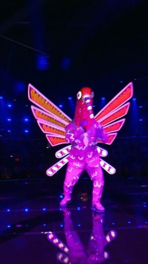 Chris Kirkpatrick Instagram - Who guessed it was me behind the #HummingbirdMask cause the judges didn’t 🤡! @maskedsingerfox #TheMaskedSinger