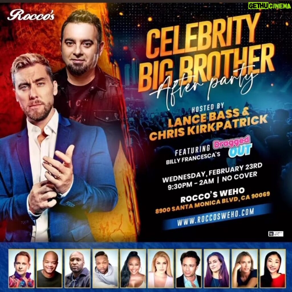 Chris Kirkpatrick Instagram - Gonna have a great time with some of my #bigbrother favorites! Can’t wait to enjoy the night and talk all things @bigbrothercbs 🤡! Rocco’s WeHo