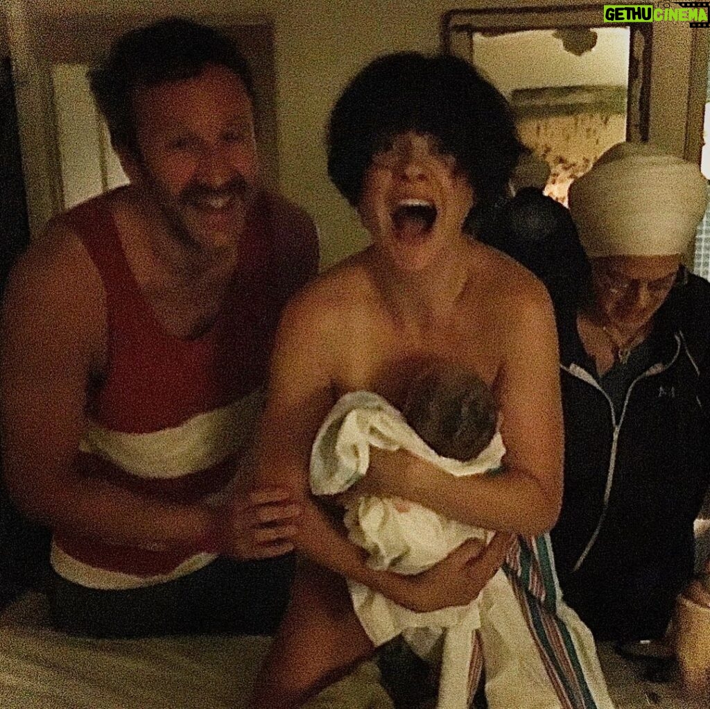 Chris O'Dowd Instagram - Happy US Mother’s Day to the lady who looks like she attempted a show-tune 30 seconds after giving birth on our bed. Dawn still has a child attached here, which was great training for lockdown! Thanks from us all my love ❤️