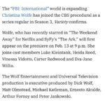 Christina Wolfe Instagram - So excited to announce I am joining the FBI family!! Here we go! @fbicbs @wolfentertainment @theartistspartnership @link_entertainment1 #variety #fbiinternational