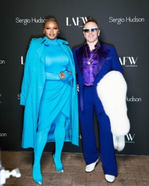 Claire Sulmers Instagram - About last night…celebrating @sergiohudson in @sergiohudsoncollection at @lafw 💣 #thebomblife #losangeles #lafw starring @ciarrap @bethannhardison @legendarydamon @margieplus #shannonthornton and @jackieaina 💣💣💣
Makeup: @makeupbylatrice 
📸 @directdevin #monochromatic #lafw #sergiohudson