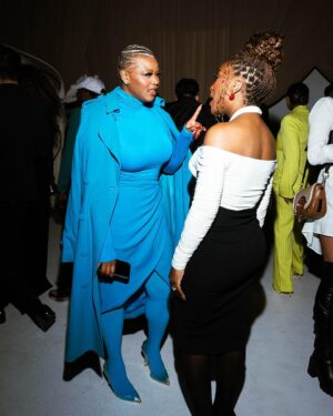 Claire Sulmers Instagram - About last night…celebrating @sergiohudson in @sergiohudsoncollection at @lafw 💣 #thebomblife #losangeles #lafw starring @ciarrap @bethannhardison @legendarydamon @margieplus #shannonthornton and @jackieaina 💣💣💣
Makeup: @makeupbylatrice 
📸 @directdevin #monochromatic #lafw #sergiohudson