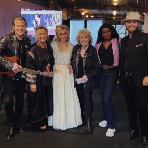 Clare Bowen Instagram - @carolsbycandlelight_aus rehearsal day behind the scenes chaos series. Also the day @brandonrobertyoung became best friends with the illustrious @themarciahines, and we deduced that @pattinewtonofficial came off the same (very limited edition) height production line as @dollyparton. 👯‍♀️✨ Thank you @harlowlovesdaisyofficial for Clare’s gorgeous rehearsal day ballgown! Nothing like a hand restored century old silk skirt to make a three hundred year old faerie feel extra everything.. ♥️🕯️✨

#carolsbycandlelight #visionaustralia #rehearsal #bts #harlowlovesdaisy #magnoliapearl #timothyjamesbowen #pattinewton #marciahines #clarebowen #brandonrobertyoung #bowenyoung #melbourne #nashville #chaos #allsaints #americana #countrymusic #christmas