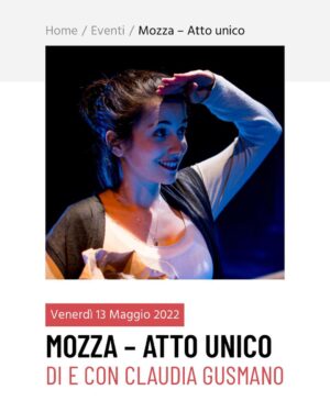 Claudia Gusmano Instagram - Con un sacco di gioia torno a Roma con il mio monologo “Mozza” il 13 Maggio alle h 21 da Officina delle arti Pier Paolo Pasolini nel bellissimo teatro Eduardo De Filippo. L’evento sarà gratuito ma bisognerà assolutamente prenotare. TROVATE IL LINK IN BIO. Spargete la voce. Vi aspettiamo! ❤️💪🏼