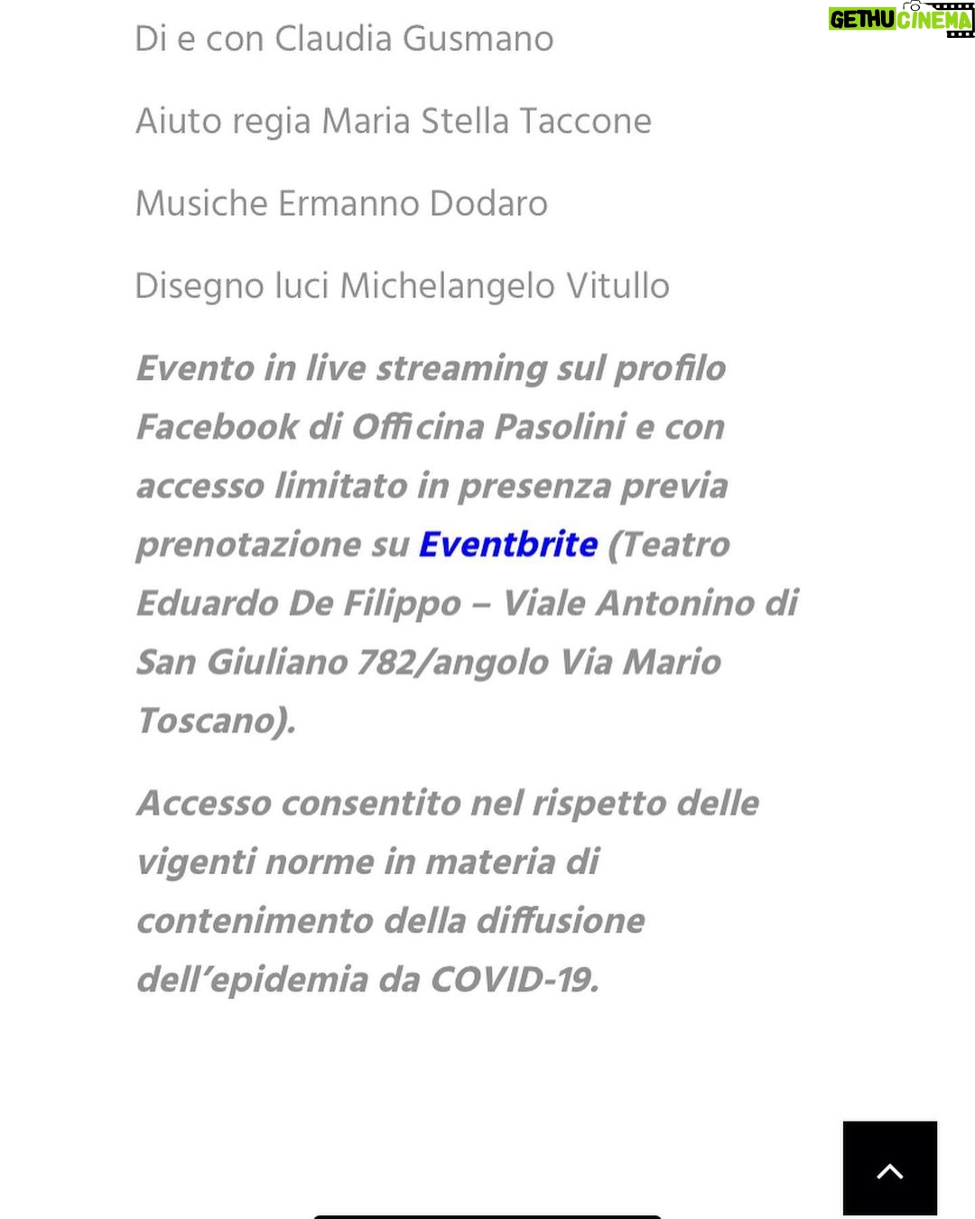 Claudia Gusmano - 0.9K Likes - Con un sacco di gioia torno a Roma con il mio monologo “Mozza” il 13 Maggio alle h 21 da Officina delle arti Pier Paolo Pasolini nel bellissimo teatro Eduardo De Filippo. L’evento sarà gratuito ma bisognerà assolutamente prenotare. TROVATE IL LINK IN BIO. Spargete la voce. Vi aspettiamo! ❤️💪🏼