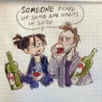 Clio Chiang Instagram - Monkey see, monkey do, a Happy New Year to you and YOU!! Wear a mask and stay safe!! BYE 2020 . . #bye2020 #goodriddance #wineoclock #newyears #watercolor #ballpoint