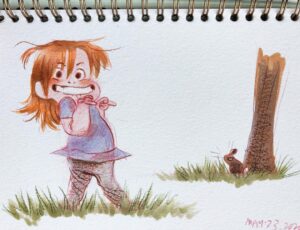 Clio Chiang Instagram - Bothering the bunny. #toddlerlife #bunny #copic #sketch #coloredpencil