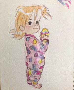 Clio Chiang Instagram - Hope you all had a hoppy easter! Ours resulted in a terrible, no good, really bad sugar crash. Also, I ripped some paper from trying to remove masking fluid, which I still don’t know how to use. Is masking fluid supposed to smell like rotting fish? #toddlerlife #easter #ink #graphite