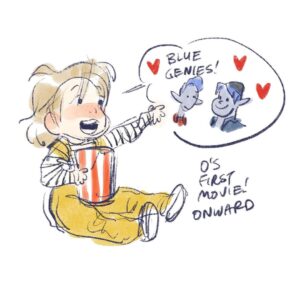 Clio Chiang Instagram - Wanted to commemorate O’s first movie - Onward! 💙🦄💙 also nap w daddy. #sketch #toddlerlife #procreate