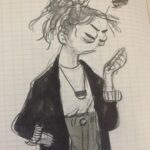 Clio Chiang Instagram - Feeling like a corpse today bc my toddler has been having multiple night wake-ups. I do like my outfit today...You can always dress up a corpse nicely. . . . #ootd #graphite #pencil #copic #marker #sketch #momlife