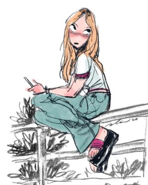 Clio Chiang Instagram - Girl on a fence. #procreate #sketch #girl #dalenchallenge