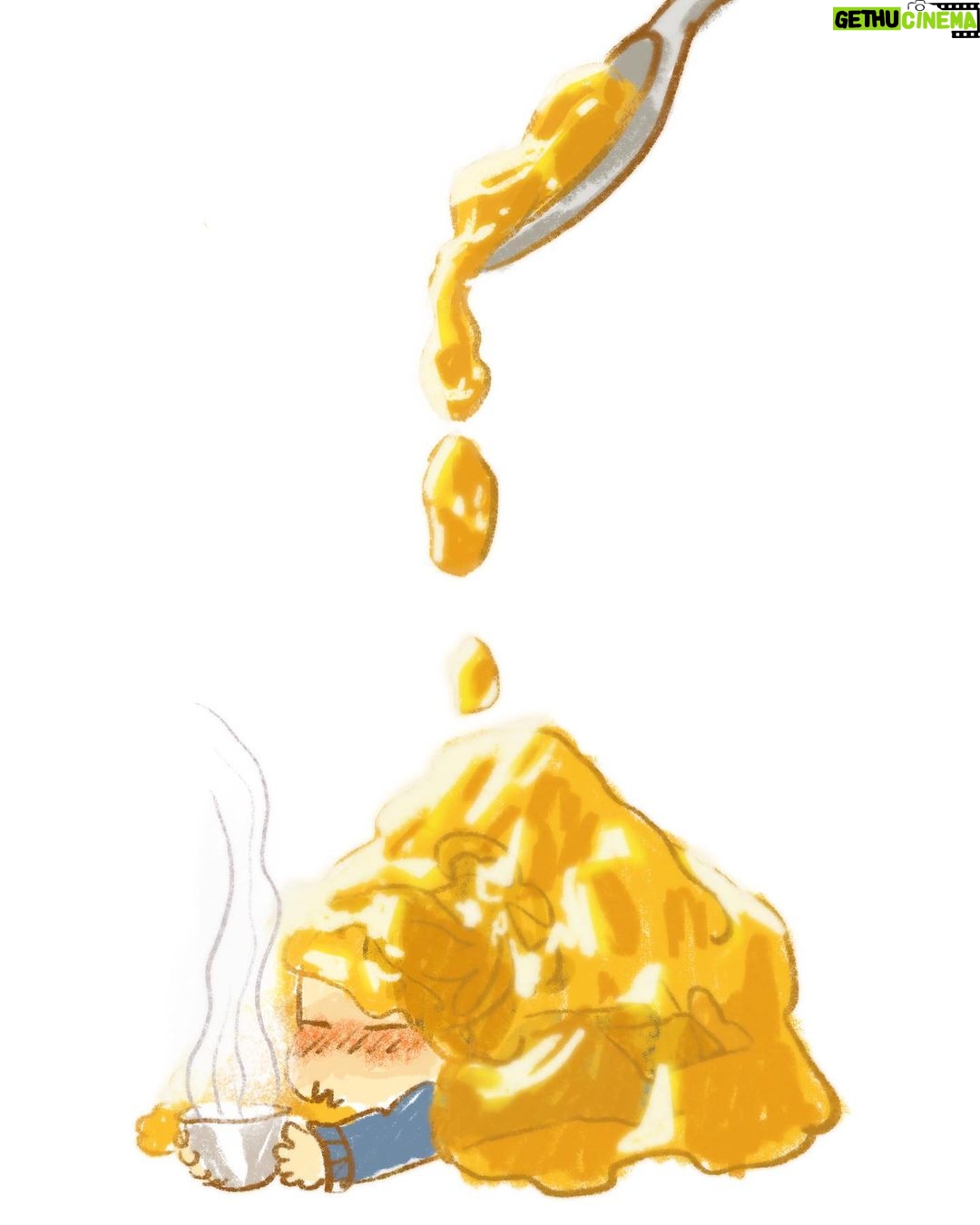 Clio Chiang - 1K Likes - Bday self portrait! Woke up with an 80-yr-old’s back and have been subsisting on this delicious yuzu marmalade I’m drinking as tea. Please bury my body in yuzu marmalade. #tea #bdaypain #procreate #sick #dalenchallenge #imold