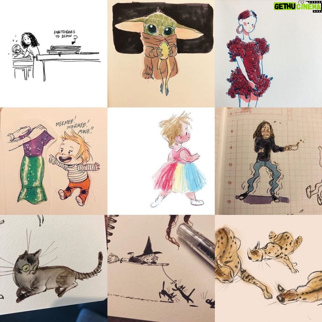 Clio Chiang Instagram - Top 9 this year! Thank you to everyone who liked or commented on my dumb drawings/thoughts this past year, and a huge thanks to my fellow #dalenchallenge participants for keeping me on my daily drawing toes the past month or so! @alleno4 @davidvantuyle @lbtreiman @peroroh this is gonna be my contribution today - it’s New Year’s eve, I’m takin’ a break! #topnine #topnine2019 #sketch #watercolor #toddlerlife