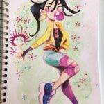Clio Chiang Instagram - Jubilee! Saw some chonky sneakers and had to draw her in them. Thank you to @mosseryco for sponsoring me this month! I’ve been using their sketchbooks for over a year and it’s my preferred paper to take any mixed media lately. If you want one for yourself, head over to the link on my profile or use CLIOBABLIO15 for 15% off your own sketchbook. #mossery #withmossery #ink #colerase #pastel #jubilee #xmen