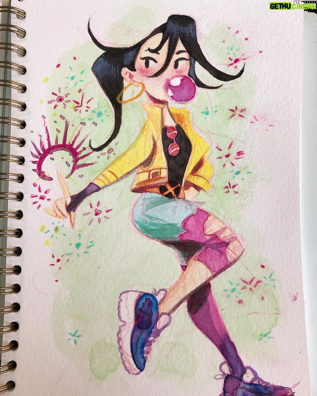 Clio Chiang - 0.9K Likes - Jubilee! Saw some chonky sneakers and had to draw her in them. Thank you to @mosseryco for sponsoring me this month! I’ve been using their sketchbooks for over a year and it’s my preferred paper to take any mixed media lately. If you want one for yourself, head over to the link on my profile or use CLIOBABLIO15 for 15% off your own sketchbook. #mossery #withmossery #ink #colerase #pastel #jubilee #xmen