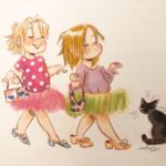 Clio Chiang Instagram - Olive and her bff out on the town (our living room). Have a safe & hunkered down holiday, everyone!! #copics #pastel #sketch #toddlerlife