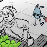 Clio Chiang Instagram - One of my fave moments to board on #strangeworld, Splat leading Ethan to his doom but is won over by his compassion. ❤️ #ethanclade #splat #storyboard