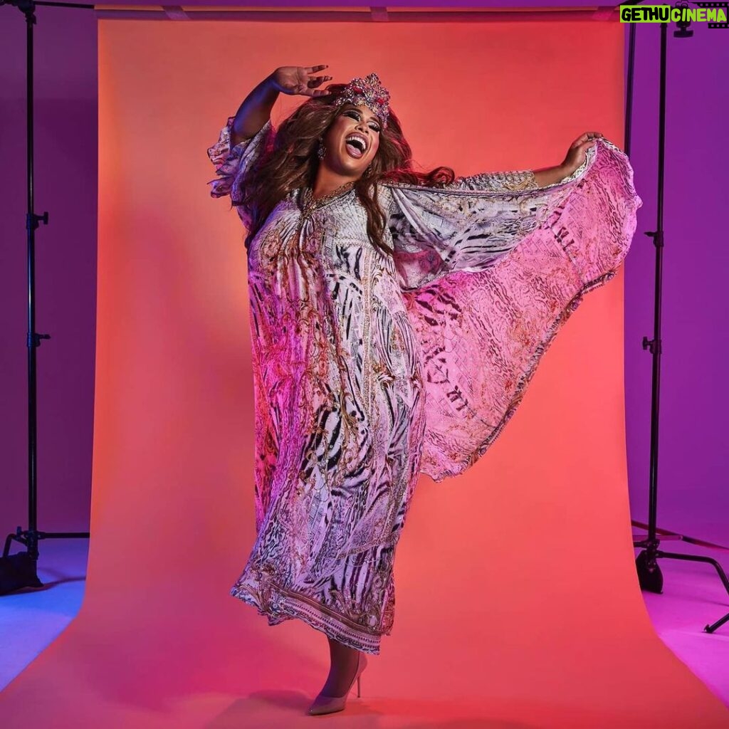 Coco Jumbo Instagram - Thank you @camillawithlove for letting me be apart of your Pride campaign! ❤️🧡💛💚💙💜 This Pride I'd love everybody to embrace and truly love themselves - Love whoever you want to be and live without restrictions! with COVID we've had so many restrictions, so now its time to break free and just love everybody!! Im wearing Print "Gates Of Glory" Pleat Sleeve Long Dress And Kimono Coat!! Photography - @stevenchee Stylist - @fleureganstyle Hair - @bradmullinshair + @wiggedoutau Makeup - me + @nonismithmakeup
