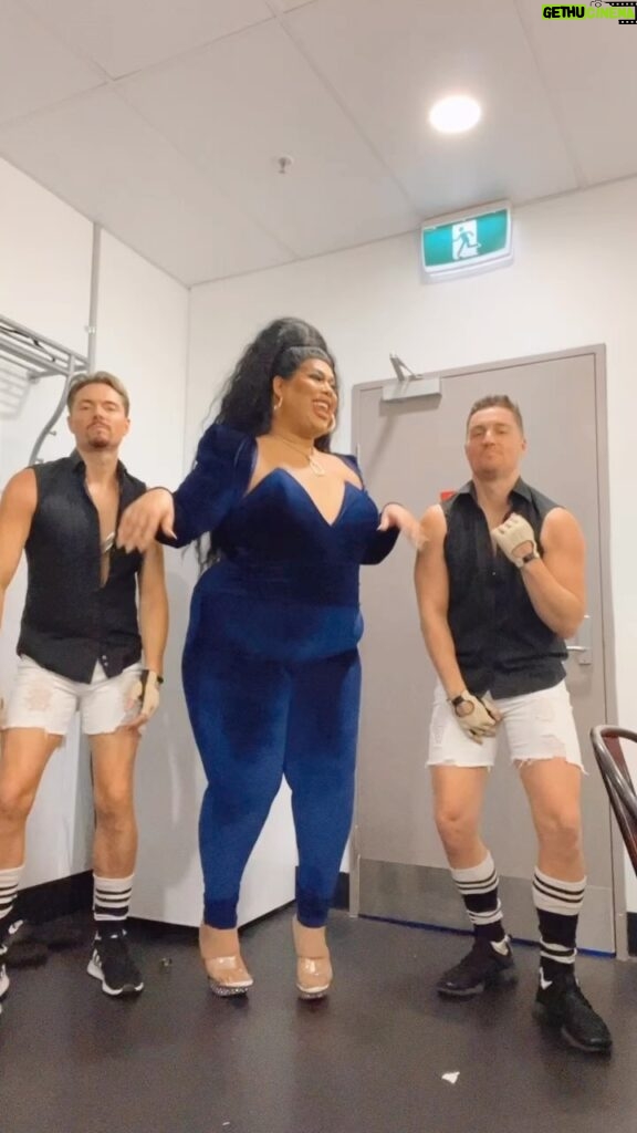 Coco Jumbo Instagram - Backstage shenanigans/ rehearsal with the boys @zachariah85 and @mattjbrowning_ Giving everyone at @talent_international a taste of the @lizzobeeating experience 💙💙💙