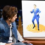 Cole Sprouse Instagram - @colesprouse continues his tradition of bringing Jimmy a portrait for their interview 🤣 #FallonTonight The Tonight Show Starring Jimmy Fallon