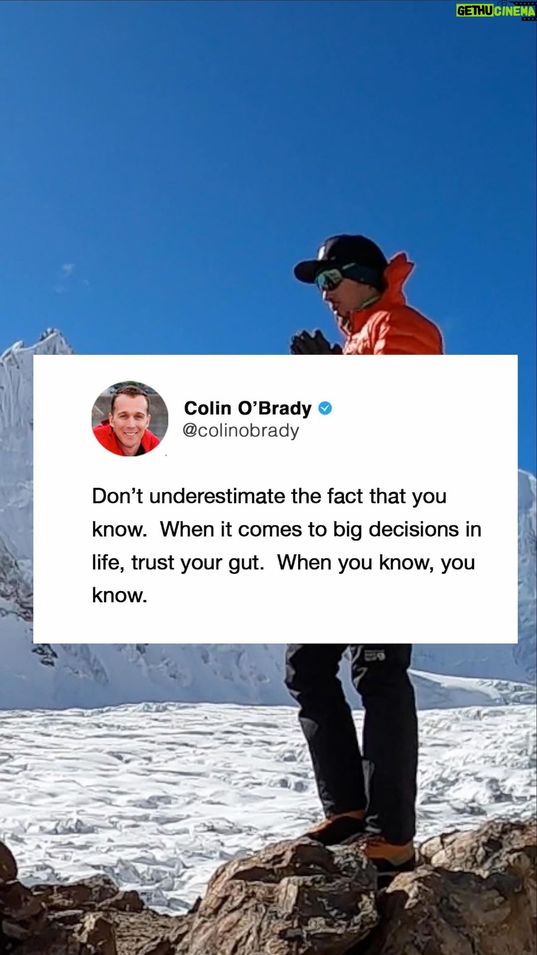 Colin O'Brady Instagram - INTUITION. We often complicate things - especially if our ego is at play. If you go deep deep into your gut - your intuition- you know the answer. Tuning in to my intuition has saved my life countless times. #bepossible #intuition #trustyourgut #edmylettshow #k2winter2021