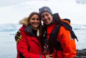 Colin O'Brady Instagram - Shout out to those who are with us through it all - from the dreaming to the doing!

Side by side from triathlon sunsets to 50HP to the Impossible Row, to everything in-between - and to come!
You are my rock, Jenna B. 

#BePossible
