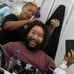 Cooper Andrews Instagram - Game face, GAME FACE!!! @iamtiffony six years in your chair and I don't think there was a single day that we DIDN'T have a laughing fit.  Thank you for making sure Jerry's hair didn't end up looking like Friar Tuck (I legit suggested this and she said, "Are you SURE?") 🤣🤣🤣🤣🤣

#FlyingHairDontCare
#TheWalkingDead