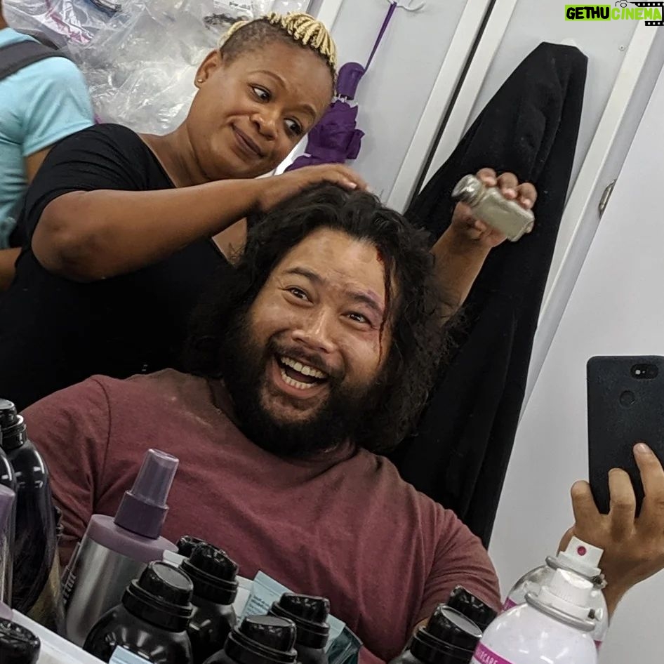 Cooper Andrews Instagram - Game face, GAME FACE!!! @iamtiffony six years in your chair and I don't think there was a single day that we DIDN'T have a laughing fit. Thank you for making sure Jerry's hair didn't end up looking like Friar Tuck (I legit suggested this and she said, "Are you SURE?") 🤣🤣🤣🤣🤣 #FlyingHairDontCare #TheWalkingDead Senoia, Georgia