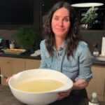 Courteney Cox Instagram - Cauliflower Soup 2 med heads cauliflower cut into med size pieces 4 ribs of celery cut into med size pieces 1 med white onion cut into med size pieces 1/2 bulb fennel cut into med size pieces 1 T fresh thyme leaves 12 cups chicken or vegetable stock 1 t salt 1 T white truffle oil Place all of the ingredients except the truffle oil in a large pot. Bring to a boil and turn heat down to med-low. Cook for 20-30 minutes until vegetables are tender. Blend in batches and slowly add the truffle oil while the blender is going. Season with salt and white pepper.