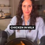Courteney Cox Instagram - Chicken in Milk with sage and citrus (so good) Thanks @jamieoliver xx Also check out his new book: Together #jamiesTogether •3.5 lb free-range whole chicken •(almost) one stick of unsalted butter olive oil •½ a cinnamon stick •1 bunch of fresh sage, leaves picked •2 lemons •10 cloves of garlic •2 1/3 cups milk 1. Preheat the oven to 375 and find a snug-fitting pot for the chicken. 2. Season the chicken generously with sea salt and black pepper, and fry it in the butter and a little oil, turning regularly to get an even color all over. 3. Remove from the heat, put the chicken on a plate, and throw away the oil and butter left in the pot. This will leave you with sticky goodness at the bottom of the pan for a caramelly flavor later on. 4. Put the chicken back in the pot with the rest of the ingredients (speed-peel the lemon zest and leave the garlic cloves unpeeled), and cook in the preheated oven for 1 hour 30 minutes, basting with the cooking juice when you remember. The lemon zest will sort of split the milk, making an amazing sauce. 5. To serve, pull the meat off the bones and divide between plates. Spoon over plenty of juice and the little curds. Delicious served with wilted spinach or greens and some mashed potato. #courteneycoox