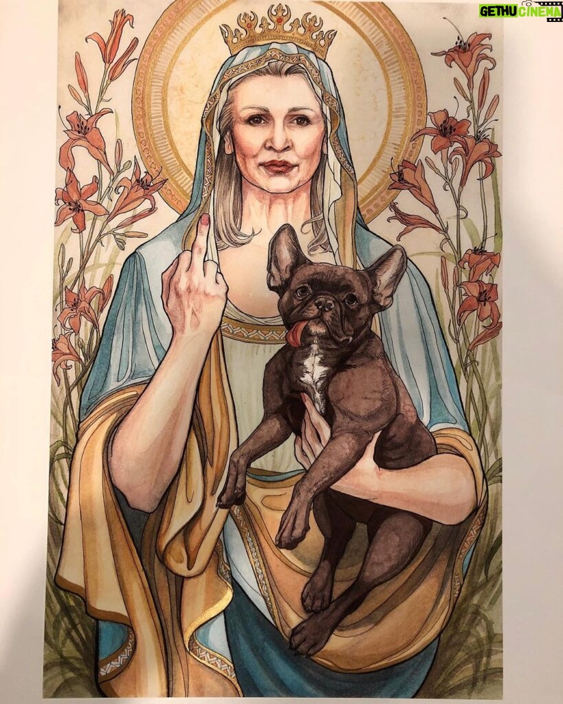 Courtney Ford Instagram - “Blessed Rebel Queen Carrie Fisher” archival giclée art print 12"x16" by @lindsayvanekart I love her✨