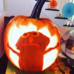 Courtney Ford Instagram - Hello. This is my 2020 pumpkin. 🎃 inspired by the original #ElmoFire pumpkin by artist @megillakitty