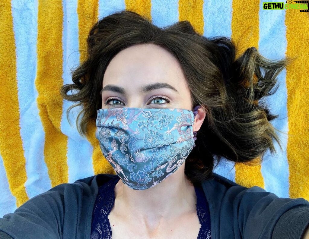 Courtney Ford Instagram - Thankful for this handmade mask by Mama Winchester herself, @samsmithgrams💖 Do I wear it to protect myself and others? Yes. Does it encourage mosquitoes to socially distance? Absolutely not. 😩 🦟