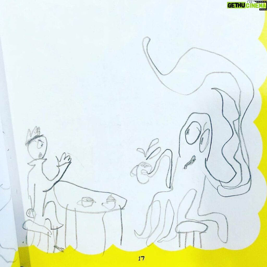 Courtney Ford Instagram - Thank you to my fantastically creative friend @bradysmithhere for gifting Leo with an advanced copy of Random Acts of Drawness! The Super-Awesome Activity Sketchbook ✏ 🎨 It’s perfect and weird and he absolutely loves it :) (the prompt on pg. 17 was: draw an octopus having tea with the Queen😂 👑 ☕ 🐙 )