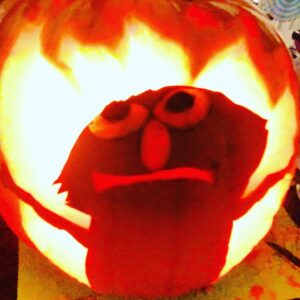 Courtney Ford Instagram - Hello. This is my 2020 pumpkin.

🎃 inspired by the original #ElmoFire pumpkin by artist @megillakitty
