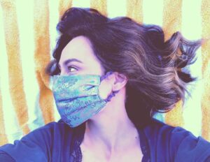 Courtney Ford Instagram - Thankful for this handmade mask by Mama Winchester herself, @samsmithgrams💖 Do I wear it to protect myself and others? Yes. Does it encourage mosquitoes to socially distance? Absolutely not. 😩 🦟