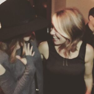 Courtney Ford Instagram - Is it Friday? What is time? Remember what it was like when we could talk to another person face-to-face? I miss real-life face-talking. 
#fbf to a dinner with the brilliant @estherperelofficial where she previewed #WhereShouldWeBeginPodcast and discussed the messiness of being human. To wrap up the evening, I blinked in this picture then babbled incoherently into her lovely, patient face.