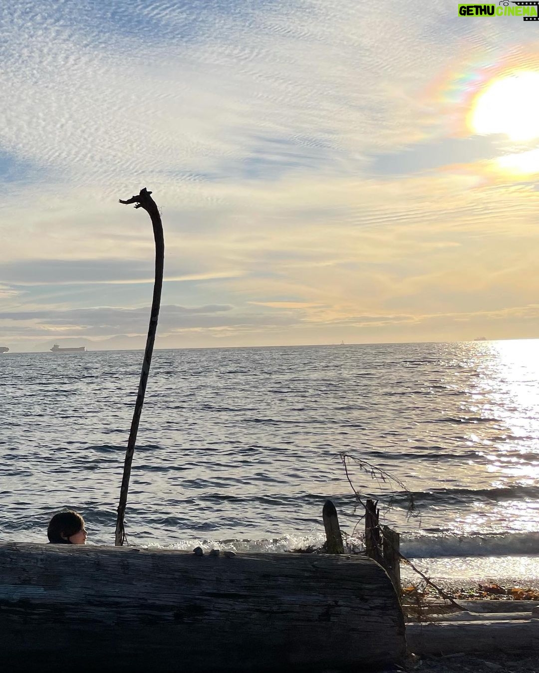 Courtney Ford Instagram - Best day ever w/ @jeannieadlergalleries and Gil❤️ •we found treasure •we made an art installation on the beach with “dragon fossils” •we learned from Gil that prune danishes are under appreciated, and the best one is at Zaro’s bakery in NYC ✨ West Vancouver, British Columbia