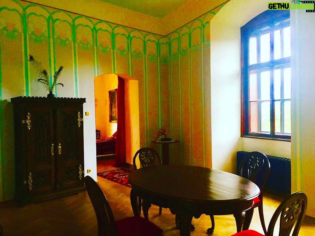 Crispin Glover Instagram - Inside the room next door to the previous photo also has newly restored frescoes. This room has a doorway in to the room of the previous photo. Zamek Konarovice, Czech Republic