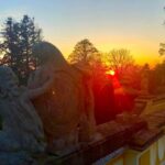 Crispin Glover Instagram - Autumn sunset on the balustrade with statues, but no peacocks. Zamek Konarovice Czech Republic.