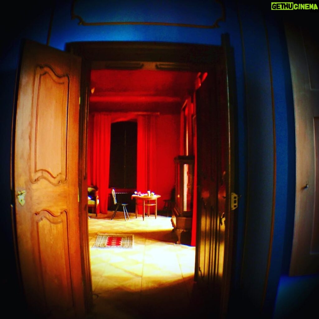 Crispin Glover Instagram - Looking in to the master bedroom from the doorway of the blue salon a similar view to the previous photo circa 1930 can be seen. The master bedroom was the first room painted when the chateau was acquired 13 years ago. There was no knowledge or evidence of frescos and the room was still painted beige from the Communist era. At some point the walls may be scraped to reveal the frescoes as seen in the previous photo. Or perhaps the evidence of an even older fresco may be revealed if the walls are newly scraped. Zamek Konarovice Czech Republic.